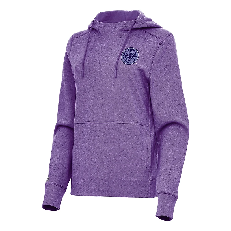 Women's Antigua Heather Purple Racing Louisville FC Justice Pullover Hoodie