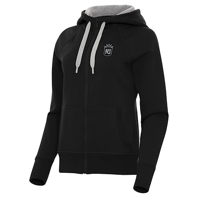 Women's Antigua  Black NJ/NY Gotham FC Victory Full-Zip Hoodie