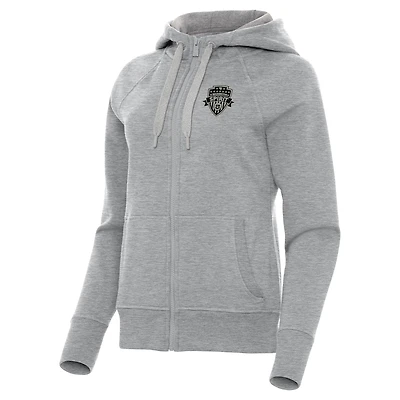 Women's Antigua Heather Gray Washington Spirit Victory Full-Zip Hoodie