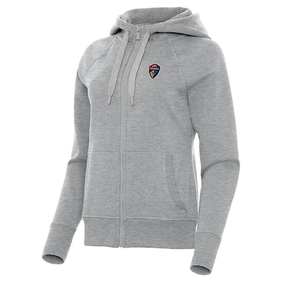Women's Antigua Heather Gray North Carolina Courage Victory Full-Zip Hoodie