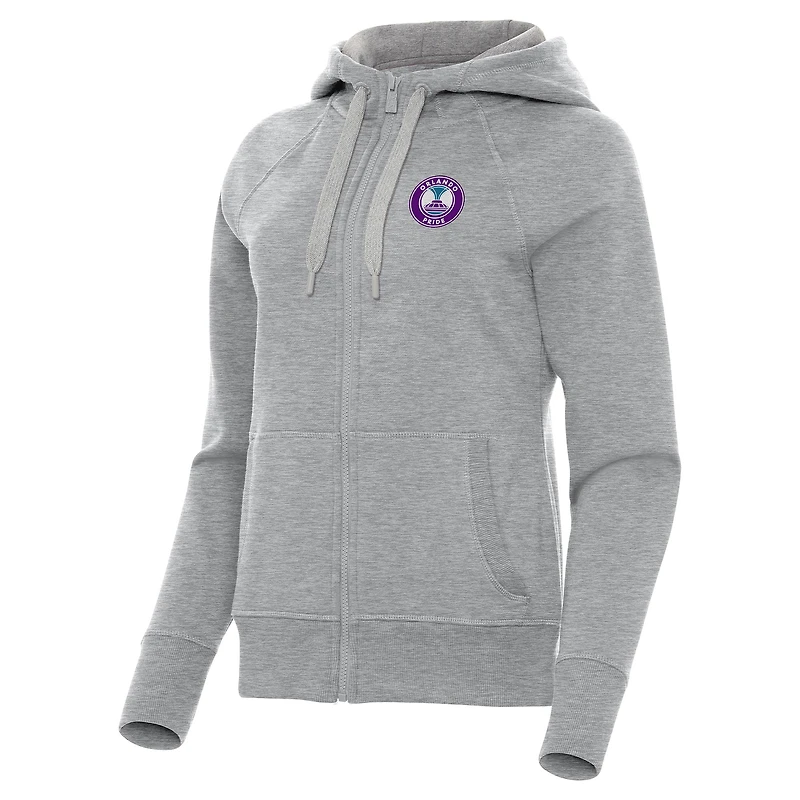 Women's Antigua Heather Gray Orlando Pride Victory Full-Zip Hoodie