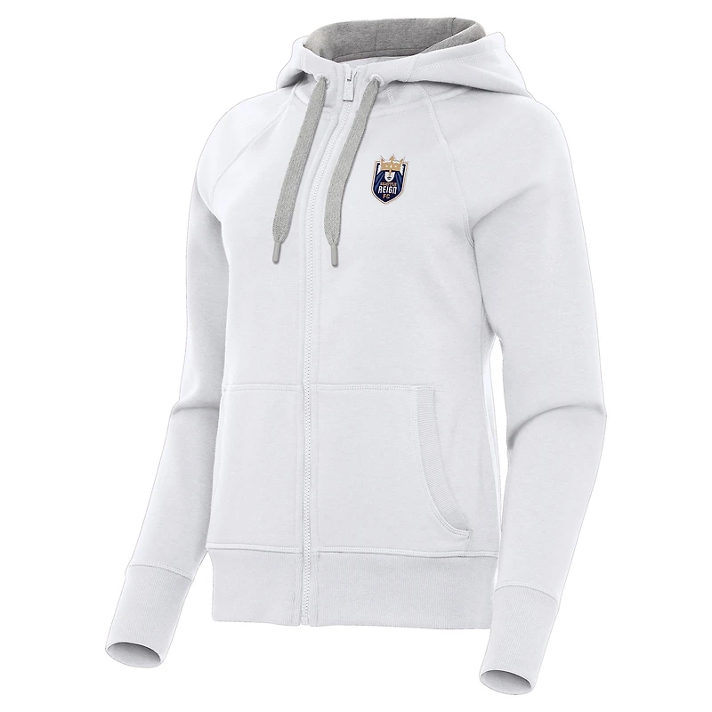 Women's Antigua White Seattle Reign FC Victory Full-Zip Hoodie