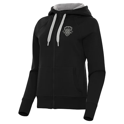 Women's Antigua Black Washington Spirit Victory Full-Zip Hoodie