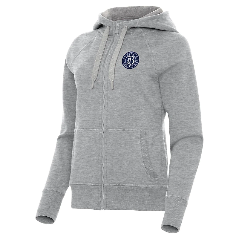 Women's Antigua Heather Gray Bay FC Victory Full-Zip Hoodie
