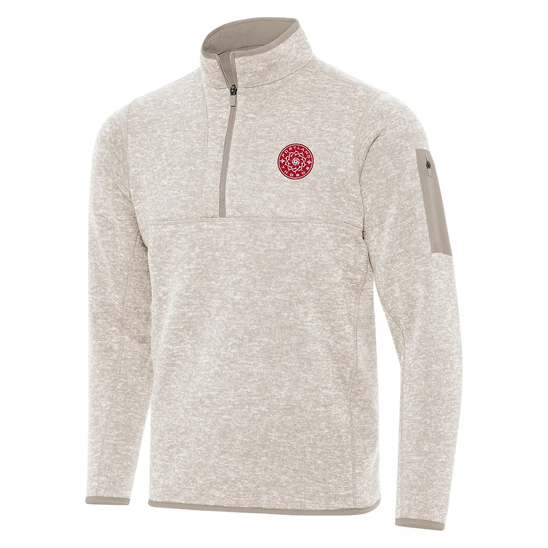 Men's Antigua Cream Portland Thorns FC Fortune Quarter-Zip Pullover Jacket