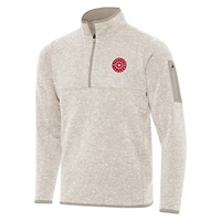 Men's Antigua Cream Portland Thorns FC Fortune Quarter-Zip Pullover Jacket