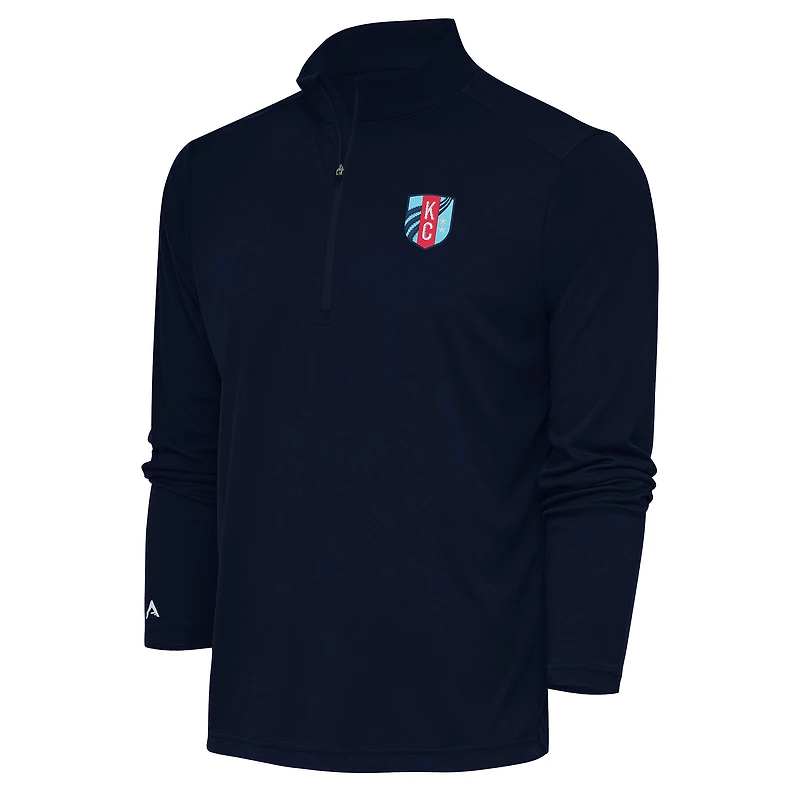 Men's Antigua Navy Kansas City Current Tribute Quarter-Zip Pullover Top