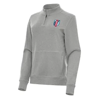 Women's Antigua Heather Gray Kansas City Current Crush Quarter-Zip Fleece Sweatshirt