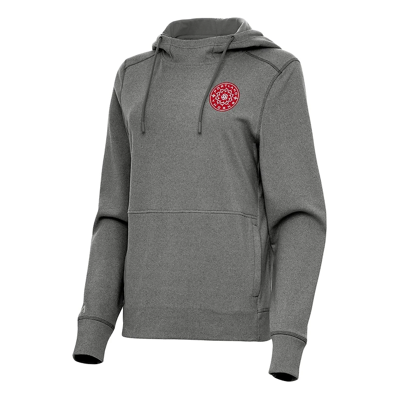 Women's Antigua Heather Black Portland Thorns FC Justice Pullover Hoodie