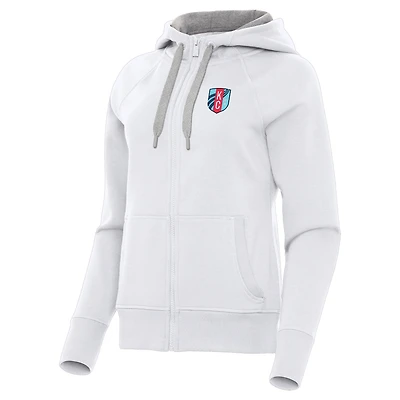 Women's Antigua White Kansas City Current Victory Full-Zip Hoodie