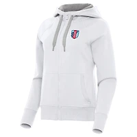 Women's Antigua White Kansas City Current Victory Full-Zip Hoodie