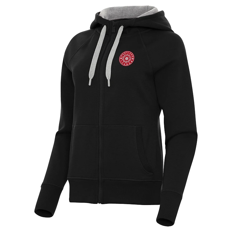 Women's Antigua Black Portland Thorns FC Victory Full-Zip Hoodie