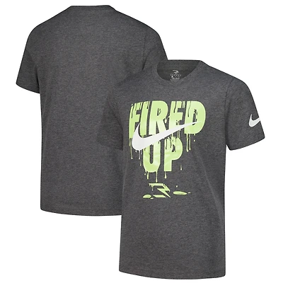 Youth Nike 3BRAND by Russell Wilson  Heather Charcoal Fired Up Drip T-Shirt