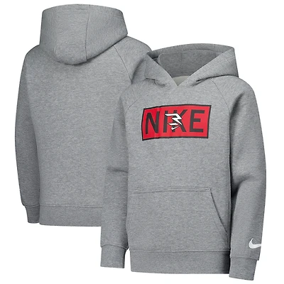 Youth Nike 3BRAND by Russell Wilson Gray Plate Logo Raglan Pullover Hoodie