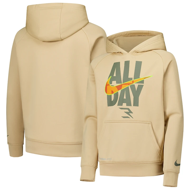 Youth Nike 3BRAND by Russell Wilson Tan All-Day Performance Pullover Hoodie