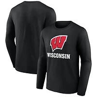 Men's Fanatics Black Wisconsin Badgers Team Lockup Long Sleeve T-Shirt