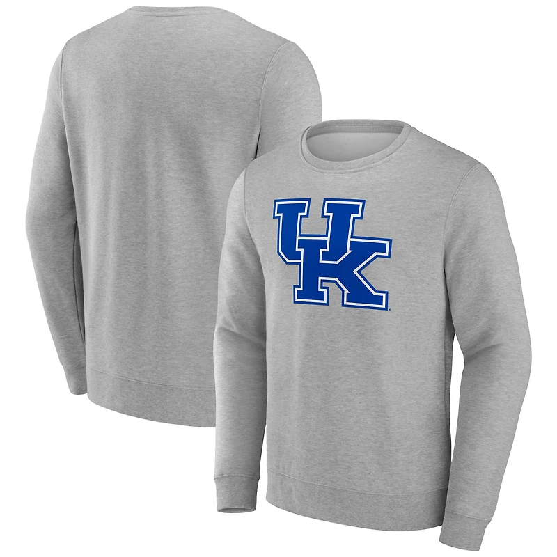 Men's Fanatics Heather Gray Kentucky Wildcats Applique Fleece Pullover Sweatshirt
