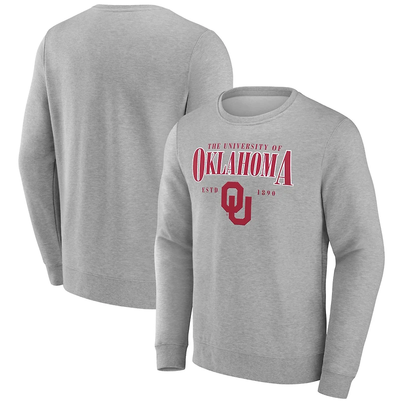 Men's Fanatics Gray Oklahoma Sooners True Classics Act Fast Fleece Pullover Sweatshirt