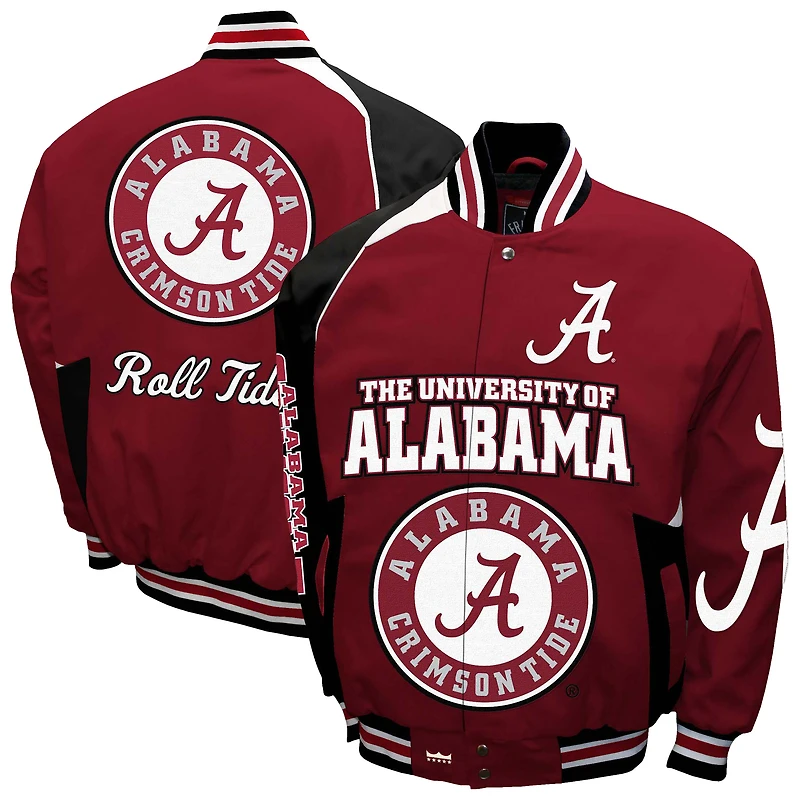 Men's Franchise Club Crimson Alabama Crimson Tide Spirit Cotton Twill Full-Snap Jacket