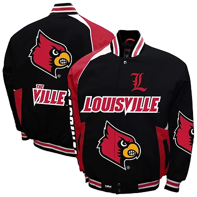 Men's Franchise Club Black Louisville Cardinals Spirit Cotton Twill Full-Snap Jacket