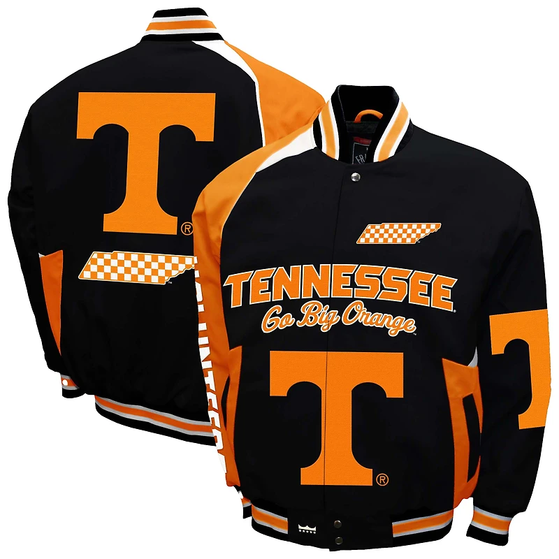 Men's Franchise Club Black Tennessee Volunteers Spirit Cotton Twill Full-Snap Jacket