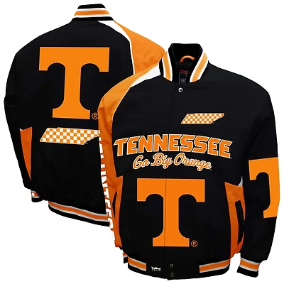 Men's Franchise Club Black Tennessee Volunteers Spirit Cotton Twill Full-Snap Jacket