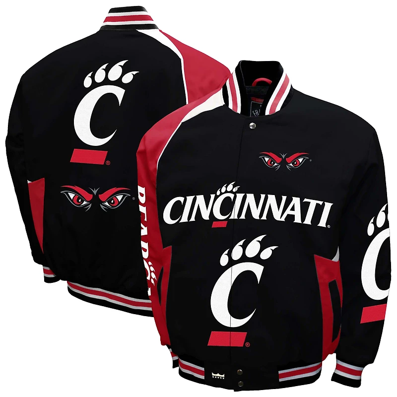 Men's Franchise Club Black Cincinnati Bearcats Spirit Cotton Twill Full-Snap Jacket