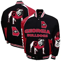 Men's Franchise Club Black Georgia Bulldogs Spirit Cotton Twill Full-Snap Jacket