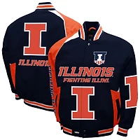 Men's Franchise Club Navy Illinois Fighting Illini Spirit Cotton Twill Full-Snap Jacket