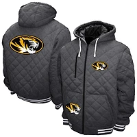 Men's Franchise Club Gray Missouri Tigers Diamond Quilted Full-Zip Hoodie Jacket