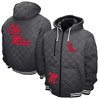 Men's Franchise Club Gray Ole Miss Rebels Diamond Quilted Full-Zip Hoodie Jacket