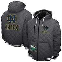 Men's Franchise Club Gray Notre Dame Fighting Irish Diamond Quilted Full-Zip Hoodie Jacket