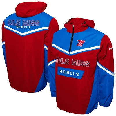 Men's Franchise Club Red Ole Miss Rebels Action Anorak Half-Zip Jacket
