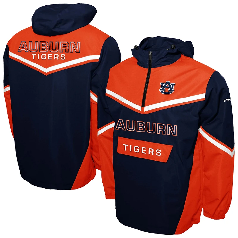 Men's Franchise Club Navy Auburn Tigers Action Anorak Half-Zip Jacket