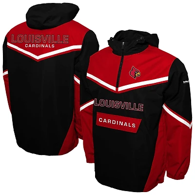 Men's Franchise Club Black Louisville Cardinals Action Anorak Half-Zip Jacket