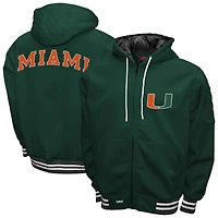 Men's Franchise Club Green Miami Hurricanes Grind Full-Zip Hoodie Jacket