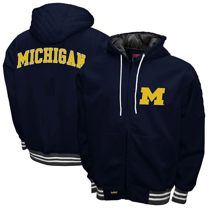Men's Franchise Club Navy Michigan Wolverines Grind Full-Zip Hoodie Jacket