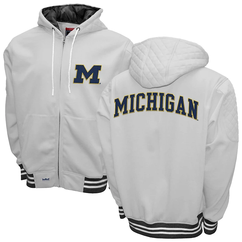 Men's Franchise Club White Michigan Wolverines Grind Full-Zip Hoodie Jacket