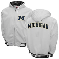 Men's Franchise Club White Michigan Wolverines Grind Full-Zip Hoodie Jacket