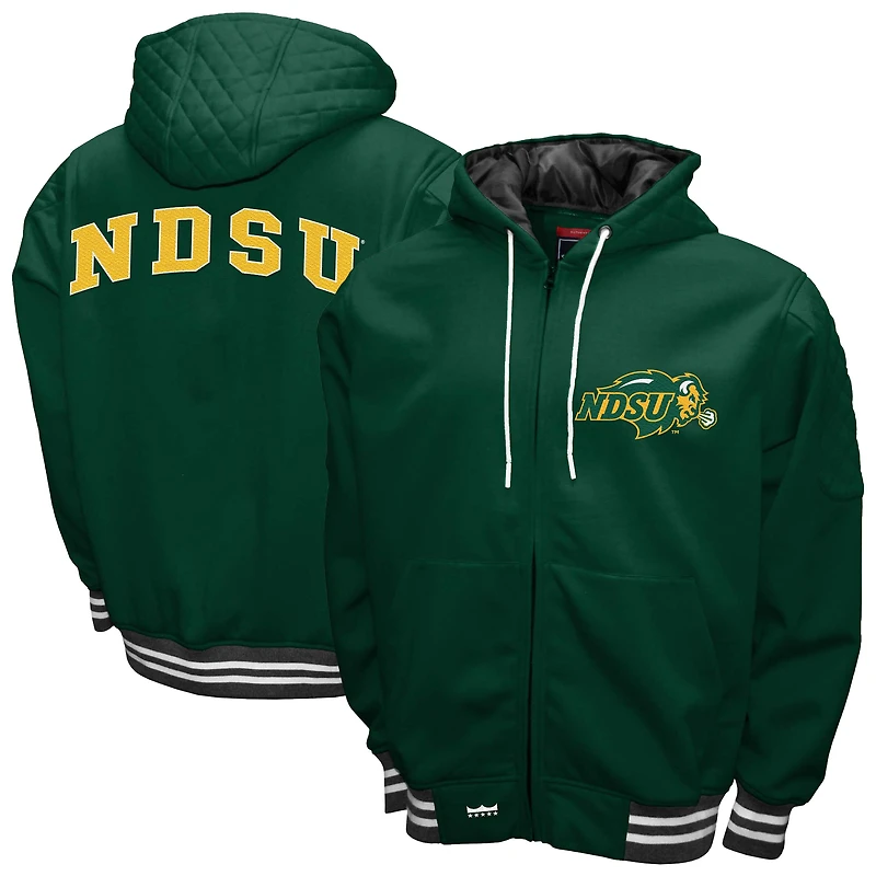 Men's Franchise Club Green NDSU Bison Grind Full-Zip Hoodie Jacket