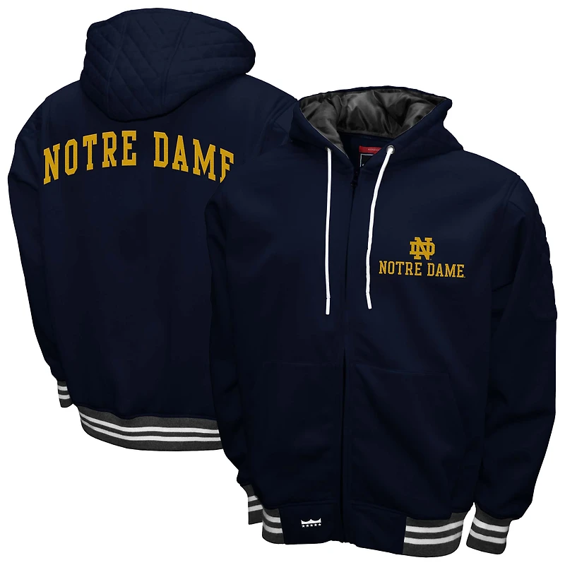 Men's Franchise Club Navy Notre Dame Fighting Irish Grind Full-Zip Hoodie Jacket
