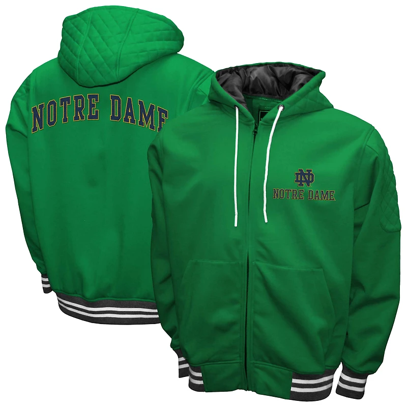 Men's Franchise Club Green Notre Dame Fighting Irish Grind Full-Zip Hoodie Jacket