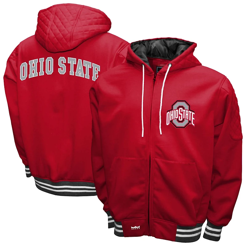 Men's Franchise Club Scarlet Ohio State Buckeyes Grind Full-Zip Hoodie Jacket