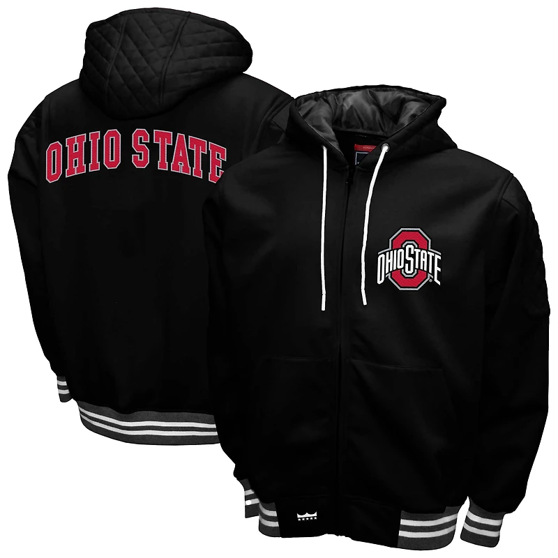Men's Franchise Club Black Ohio State Buckeyes Grind Full-Zip Hoodie Jacket