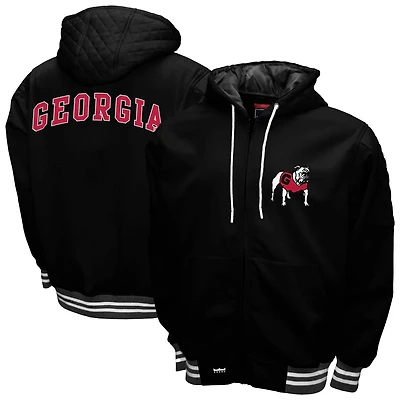 Men's Franchise Club Black Georgia Bulldogs Grind Full-Zip Hoodie Jacket