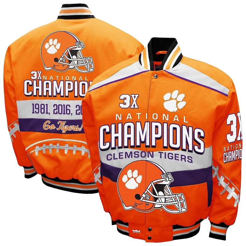Men's Franchise Club Orange Clemson Tigers Cotton Twill Full-Snap Jacket