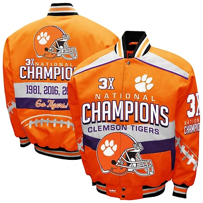 Men's Franchise Club Orange Clemson Tigers Cotton Twill Full-Snap Jacket