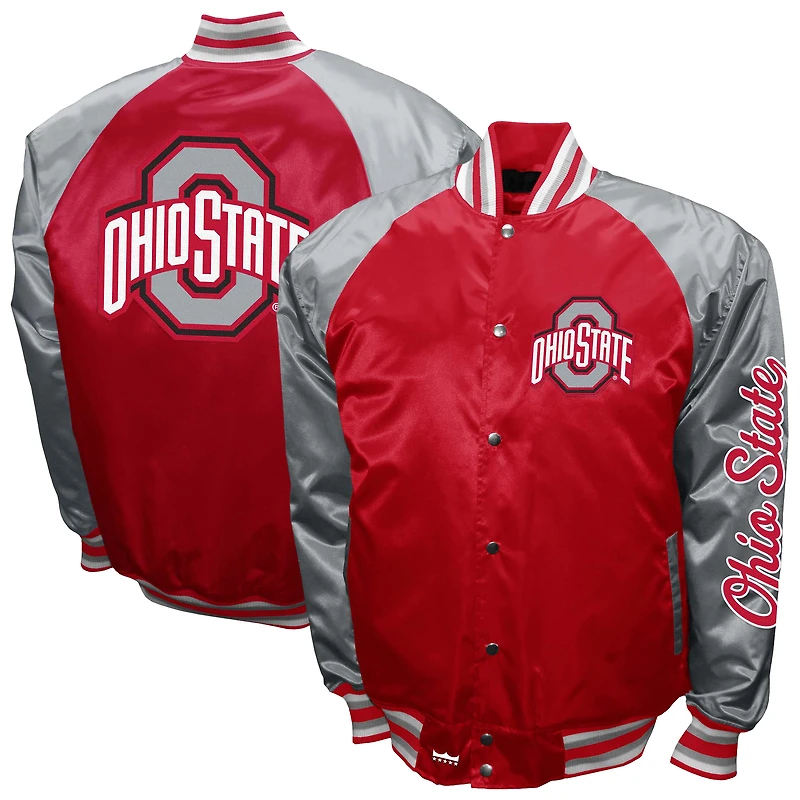 Men's Franchise Club Scarlet Ohio State Buckeyes The Game Satin Full-Snap Jacket