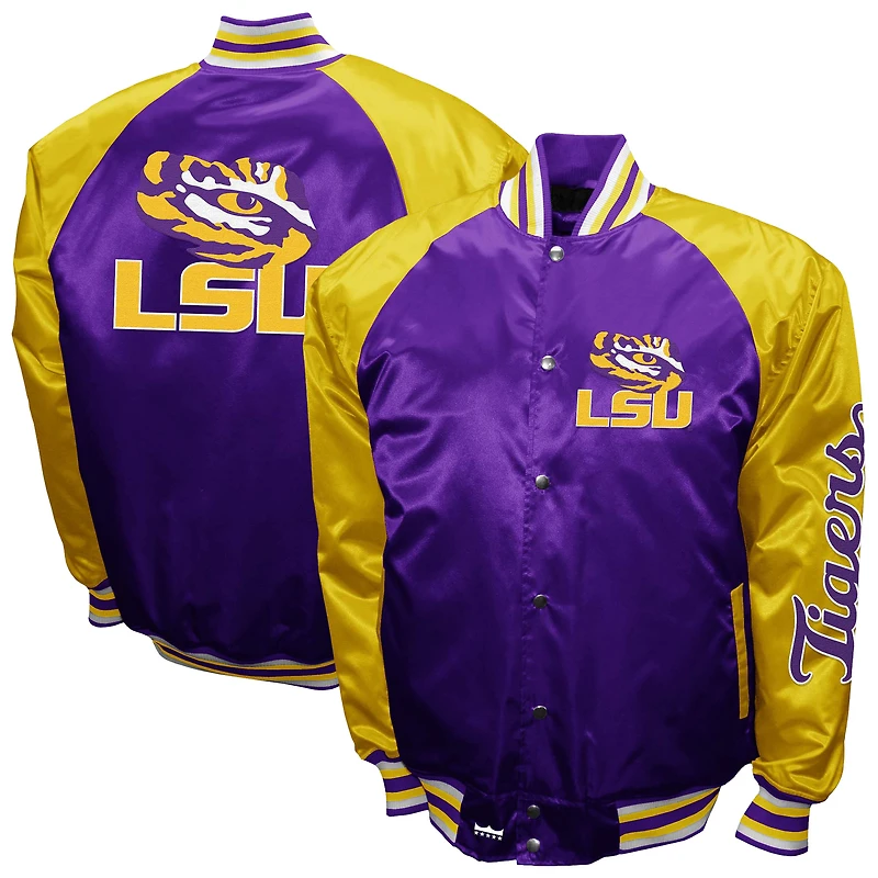 Men's Franchise Club Purple LSU Tigers The Game Satin Full-Snap Jacket