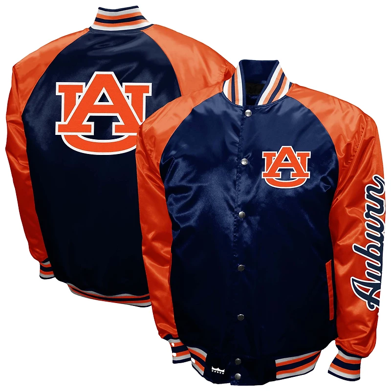 Men's Franchise Club Navy Auburn Tigers The Game Satin Full-Snap Jacket
